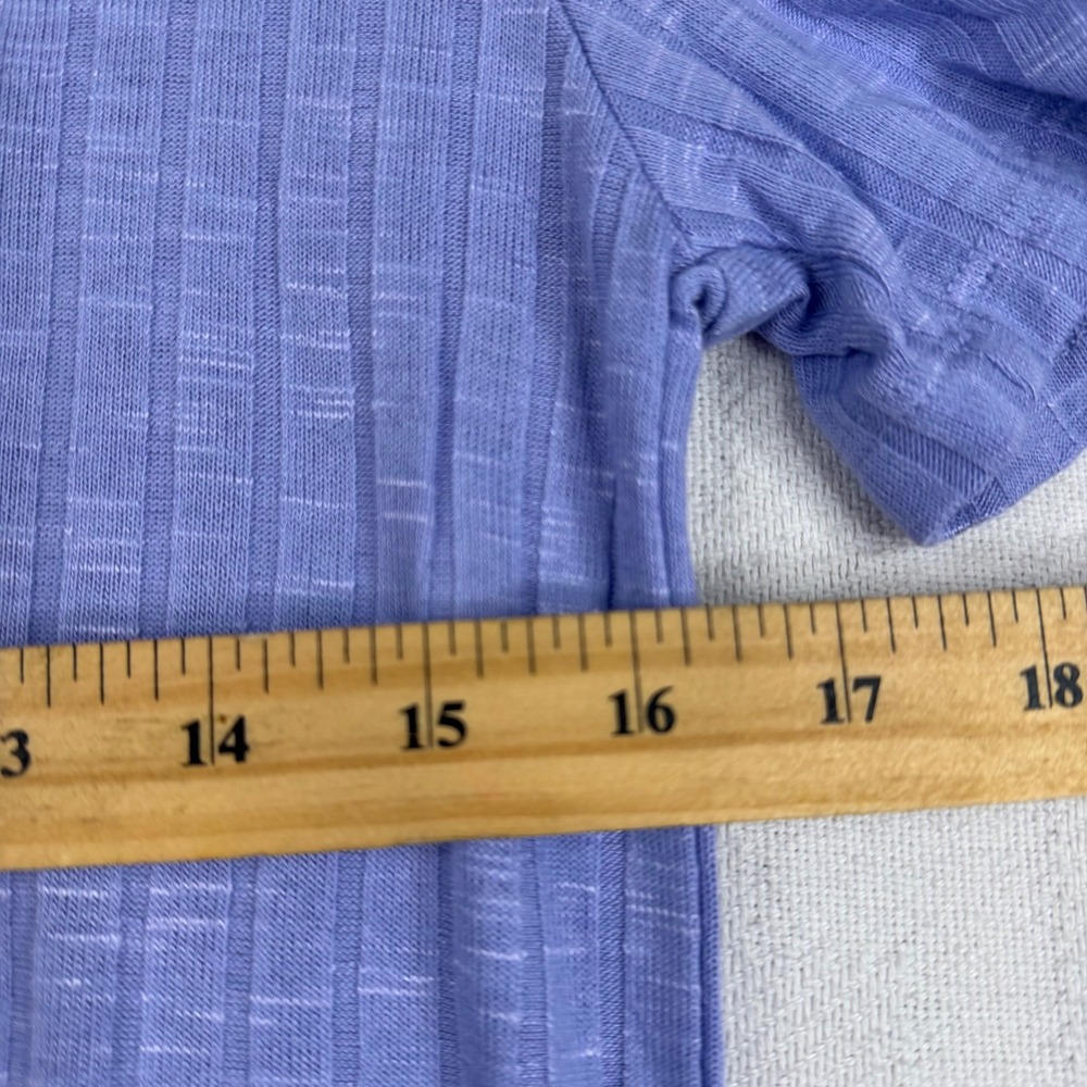 Vintage America Slub Ribbed Tee Blue Short Sleeve Crew Neck Top Womens Medium - Picture 5 of 8